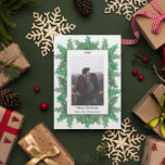 Cartão De Festividades Foto de Ramais de Árvore de Natal<br><div class="desc">Os galhos dos pinheiros de Natal enquadram sua foto de feriado personalizada. Foto de modelo licenciada via Pixabay sob CC0 e que deve ser substituída por sua própria foto</div>