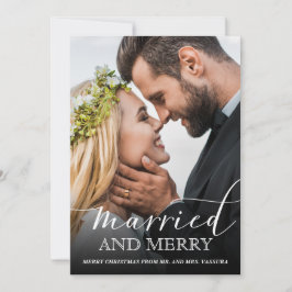 Cartão De Festividades Foto de Recém-Casados Moderna Casados e Felizes