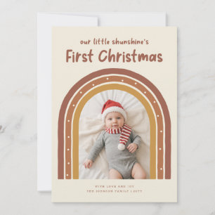 Cartão De Festividades Foto de Recém-Nascido Primeiro Natal do Bebê