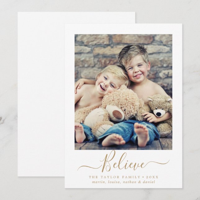 Cartão De Festividades Foto de retrato religioso de crença Dourada minima (Frente/Verso)