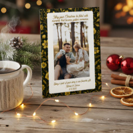 Cartão De Festividades Foto de retrato xadrez verde fofo Natal feriado