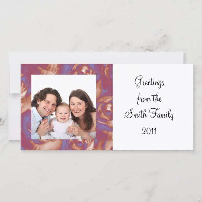 Cartão De Festividades Foto de Rosa (Frente)