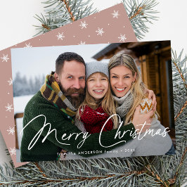 Cartão De Festividades Foto de Rosa Dusty do Script de Assinatura Moderna