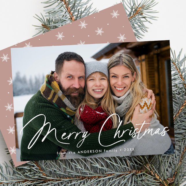 Cartão De Festividades Foto de Rosa Dusty do Script de Assinatura Moderna (Criador carregado)