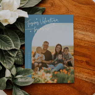 Cartão De Festividades Foto de São Valentim Forever Us Script Denim Azul