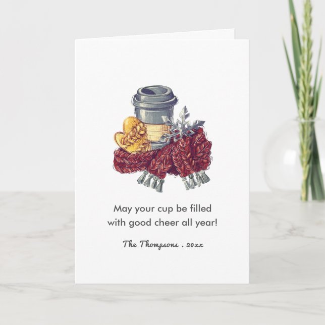 Cartão De Festividades Foto de saudação de Natal do Café Lover (Frente)