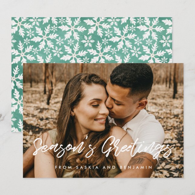 Cartão De Festividades Foto de Saudações da Estação Tipografia Moderna (Frente/Verso)