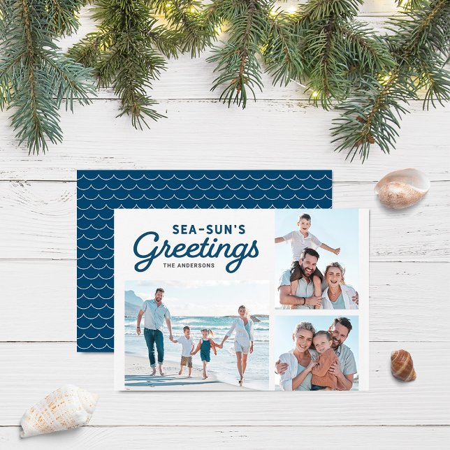 Cartão De Festividades Foto de saudações do Blue Waves Sea-Sun (Criador carregado)