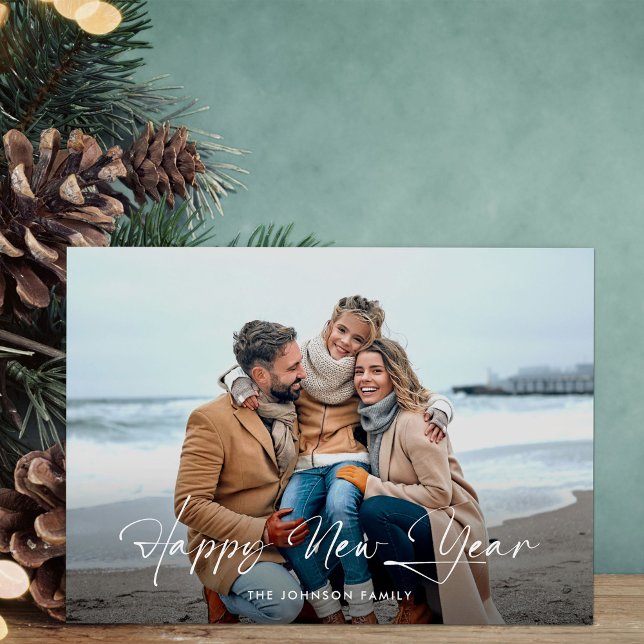 Cartão De Festividades Foto de Script de Feliz ano novo Moderno (Criador carregado)