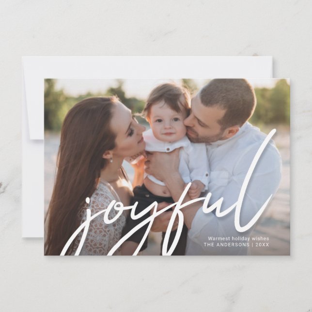 Cartão De Festividades Foto de Script de Manuscrito de Tendência de Natal (Frente)