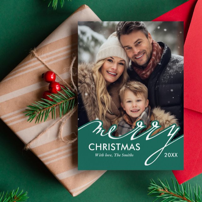 Cartão De Festividades Foto de Script Feliz de Natal (Criador carregado)