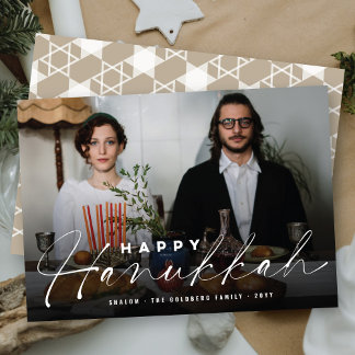 Cartão De Festividades Foto de Script Moderno de Manuscrito Feliz Hanukka