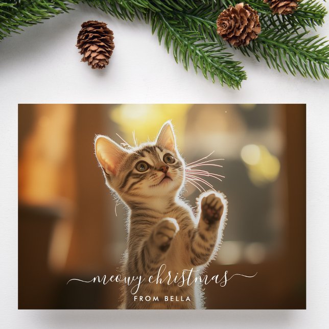 Cartão De Festividades Foto de Sobreposição de Gato Engraçado de Natal (Criador carregado)