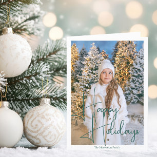 Cartão De Festividades Foto de Sobreposição de Script Verde de Feriados F