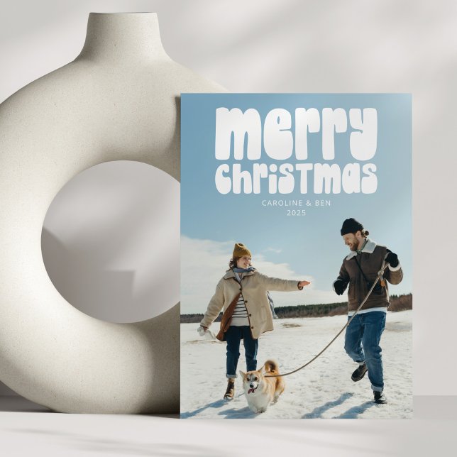 Cartão De Festividades Foto de Tipografia Retro Feliz Natal (Criador carregado)