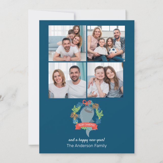 Cartão De Festividades Foto de Tubarão de Baleia Engraçado Natal (Frente)