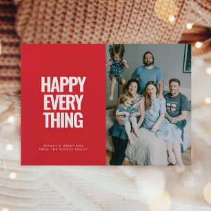 Cartão De Festividades Foto de Tudo Feliz Vermelho Moderno