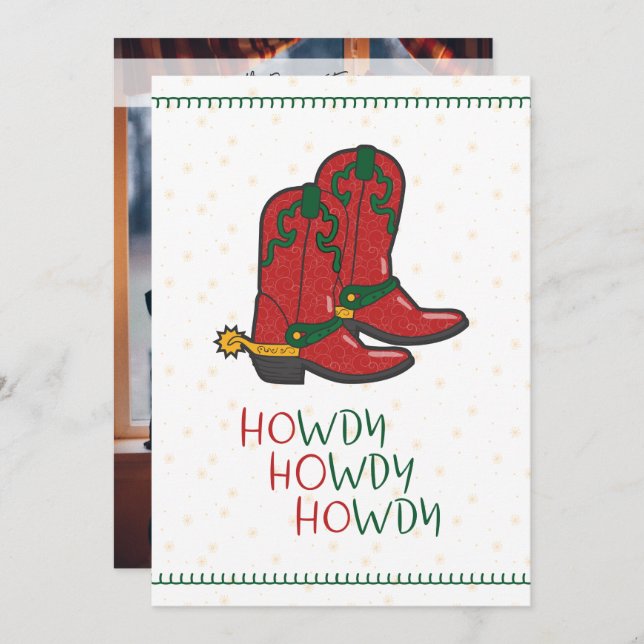 Cartão De Festividades Foto de Wdy Hwdy Hwdy Christmas Cowboy Boots (Frente/Verso)