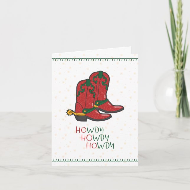 Cartão De Festividades Foto de Wdy Hwdy Hwdy Christmas Cowboy Boots (Frente)