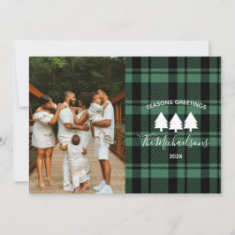 Cartão De Festividades Foto de Xadrez Verde e Preto Moderno