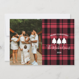 Cartão De Festividades Foto de Xadrez Vermelho e Preto Moderno