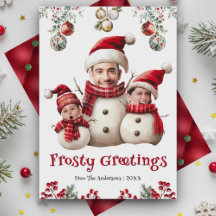 Foto Divertida da Família de Boneco de Neve Face L