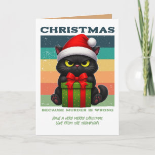 Cartão De Festividades Foto Divertida de Natal com Gato e Cacau de Cacto