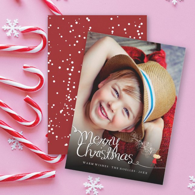 Cartão De Festividades Foto divertida de Natal para Elf, um Cartoon Engra (Criador carregado)