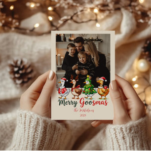 Cartão De Festividades Foto Divertido Natal dos Gansos Feliz