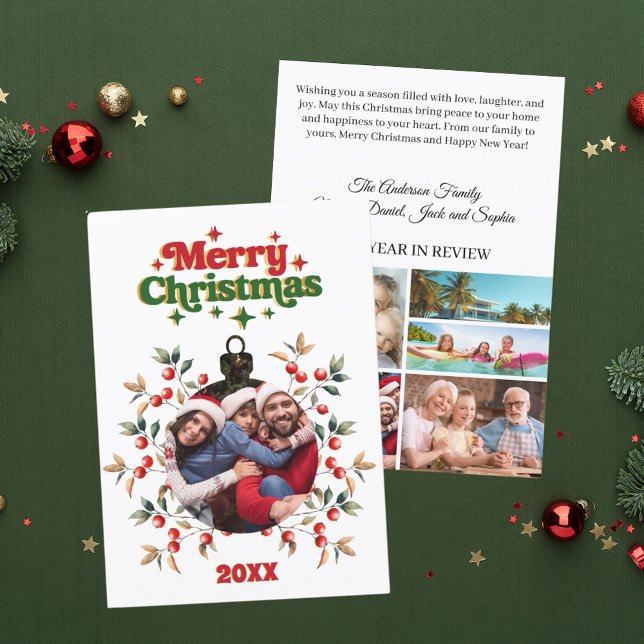 Cartão De Festividades Foto do ano das frutas vermelhas no Natal (Criador carregado)