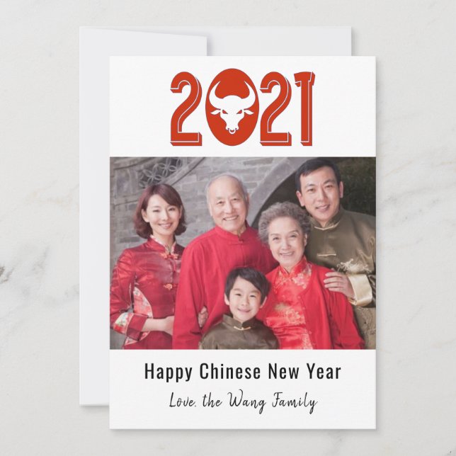 Cartão De Festividades Foto do ano novo da família chinesa 2021 (Frente)