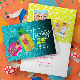 Cartão De Festividades Foto do Ano Novo da Tipografia do Script 2025 em P