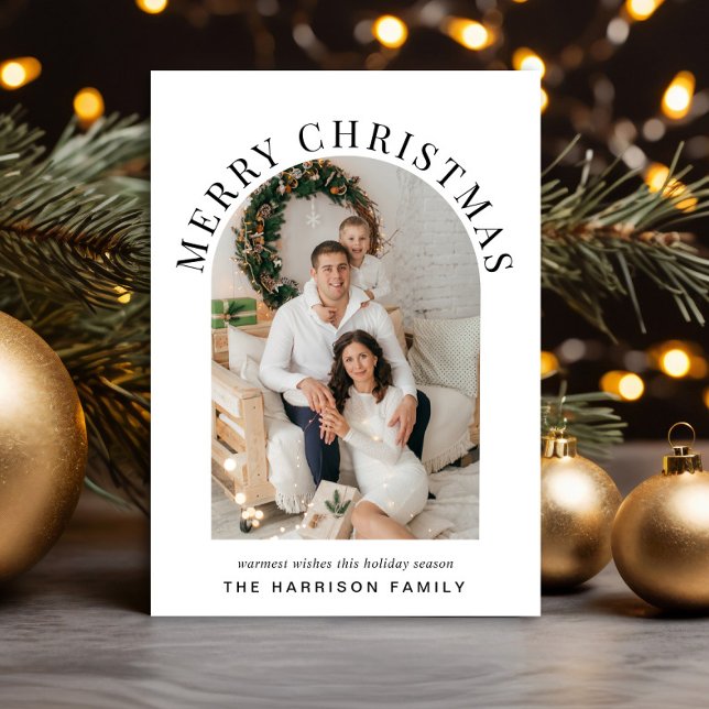 Cartão De Festividades Foto do Arco de Natal Elegante (Share the love and warmth of the season with an elegant arch photo Christmas card)
