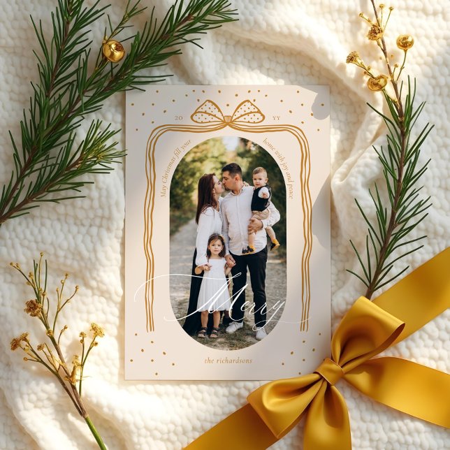 Cartão De Festividades Foto do Arco do Arco de Natal em Chic Elegante com (Criador carregado)