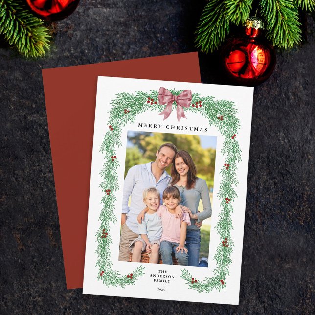 Cartão De Festividades Foto do Arco Elegante Greenery Christmas Garland (Criador carregado)