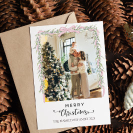 Cartão De Festividades Foto do Arco Rosa de Script Feliz de Natal