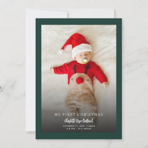 Cartão De Festividades Foto do Bebê Moderno Primeiro Natal Nascimento