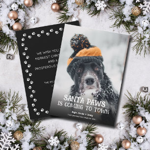 Cartão De Festividades Foto do Cão com o Papai Noel de Natal