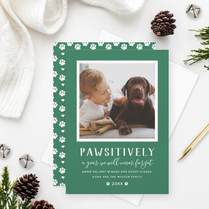 Cartão De Festividades Foto do Cão Verde de Ano Pawsitivamente Inesquec