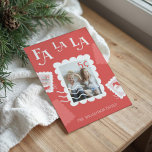 Cartão De Festividades Foto do Carimbo de Natal Fa La Santa Claus<br><div class="desc">Cartão festivo e divertido. Nosso design de postal divertido apresenta nosso Papai Noel divertido,  Sra. Clause,  e uma tirpografia divertida fa la design. Adicione sua foto aos designs de carimbo de correio junto com seu nome e ano. Projetado por Papelaria de Moodthologia</div>
