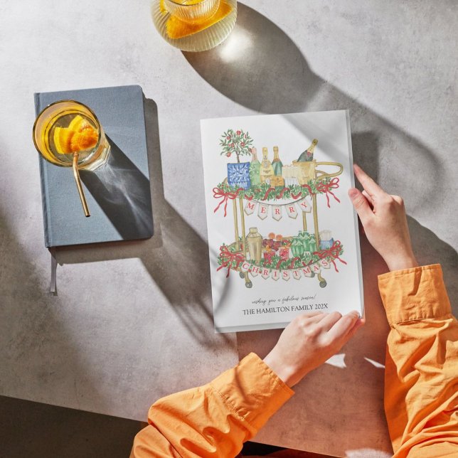 Cartão De Festividades Foto do Carrinho do Bar de Natal (Criador carregado)