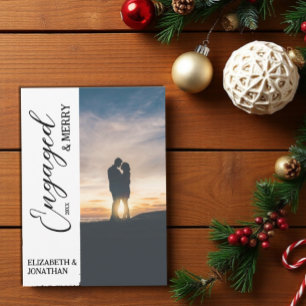 Cartão De Festividades Foto do Casal Engajado e Feliz