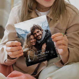 Cartão De Festividades Foto do Casal Feliz Envolvido no Natal