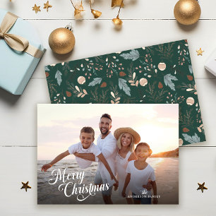 Cartão De Festividades Foto do Cheio de Script de Natal para Boho Greener