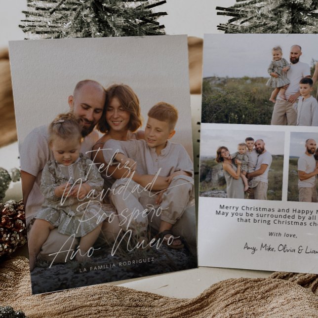 Cartão De Festividades Foto do Cheio do Modern Feliz Navidad - Script Nat (Criador carregado)