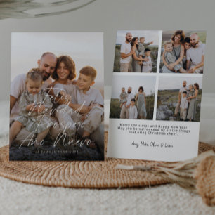 Cartão De Festividades Foto do Cheio do Modern Feliz Navidad - Script Nat