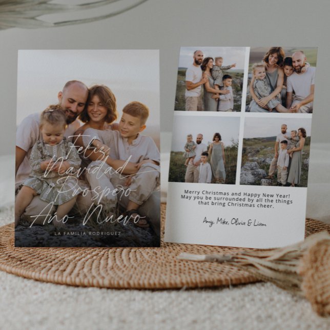 Cartão De Festividades Foto do Cheio do Modern Feliz Navidad - Script Nat (Criador carregado)