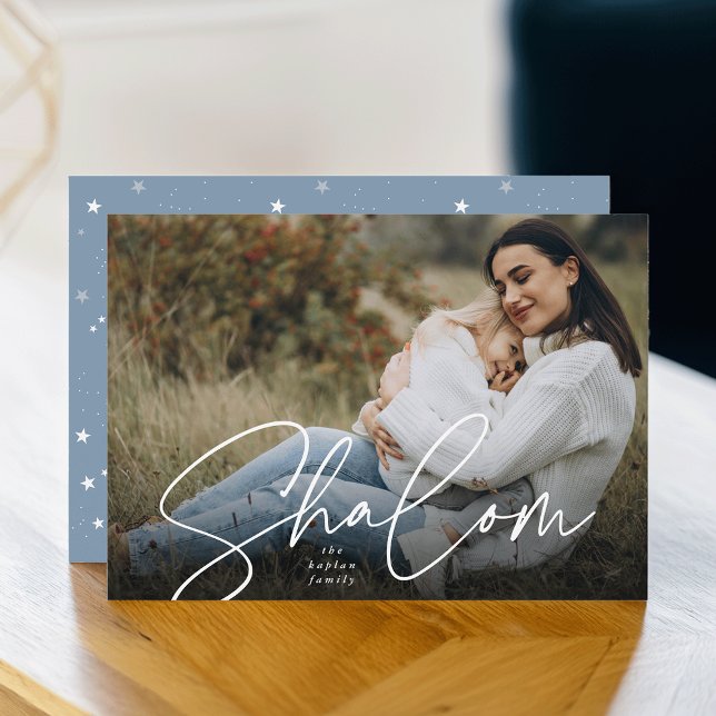 Cartão De Festividades Foto do Cheio Shalom Descrito para Hanukkah (Criador carregado)