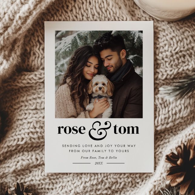 Cartão De Festividades Foto do coração do casal Pet Holiday (Criador carregado)