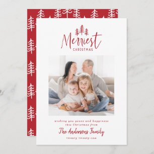 Cartão De Festividades Foto do dia 1 de Natal vermelho moderno